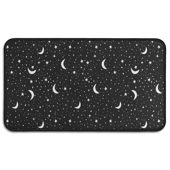 Black Star Moon Pattern Door Rugs,Washable Non Slip Door Mats Indoor,Decorative Door Mats,Entry Mat Indoor for Entrance,Bedroom,Kitchen,Bathroom,30"x17"