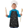 thumbnail image 1 of Black Star Moon Pattern Kids Aprons for Girls and Boys,Adjustable Neck Strap Toddler Aprons for Kids Cooking Baking, 1 of 6