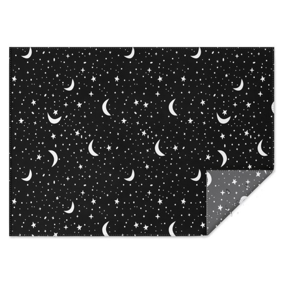 Black Star Moon Pattern Rectangle Tablecloth 60"x84",Waterproof Polyester Rectangle Table Cloth, Wipeable Spillproof Polyester Tablecloth for Dining, Camping, Indoor and Outdoor