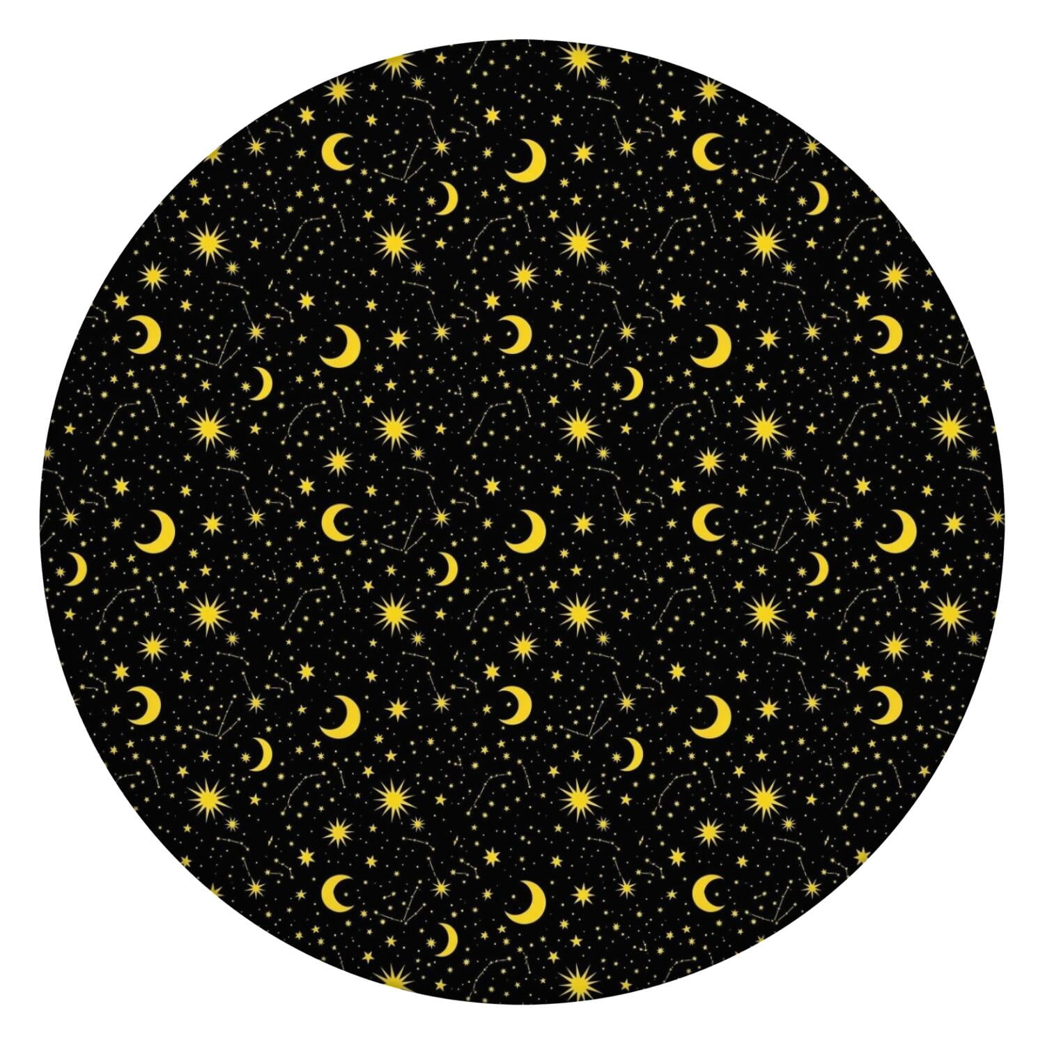 Black Star Moon Pattern Round Fitted Tablecloth with Elastic Edge ...