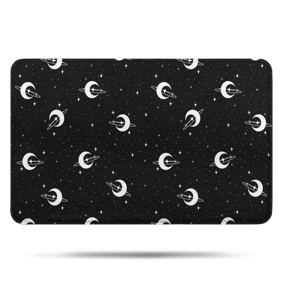 Black Star Moon Planet Pattern Bathroom Rugs Mat,Non Slip Microfiber Bathroom Rug,Rubber Backing,Soft Bathroom Mats for Bathroom Floor,Tub and Shower,17x27in(43x68cm)
