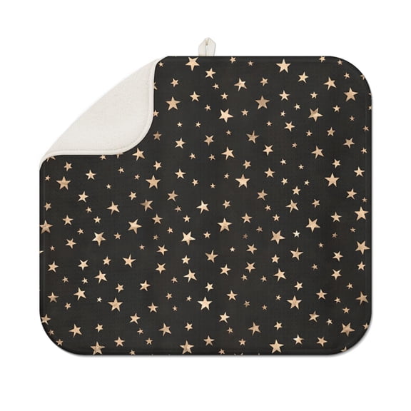 Black Star Pattern Dish Drying Mat for Kitchen 1 Pack, Ultra Absorbent Microfiber Dishes Drainer Mats,16"x18"
