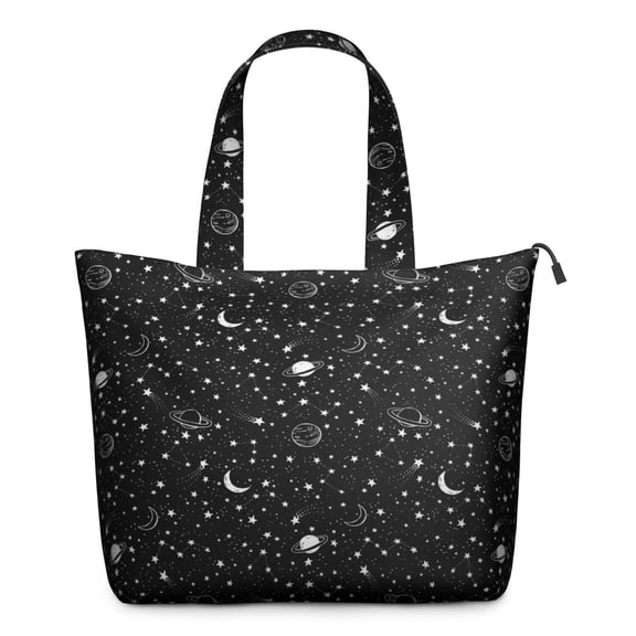 Black Star Planet Moon Pattern Travel Tote Bags for Women Carry On,Large Weekender Bags for Women Travel,Multi Functional Duffle Bag for Work,Shopping,Sports