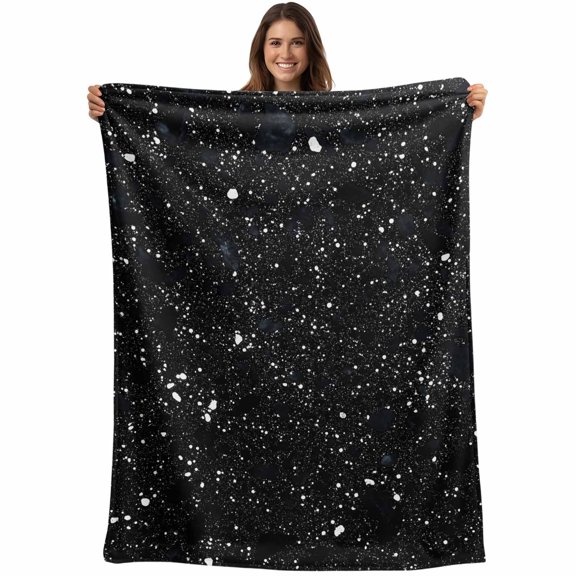 Black Star Sky Blanket Soft Cozy Warm Throw Blanket for Couch, Plush Fuzzy Flannel Fleece Blankets for Sofa, Modern Country Simple Abstract Pattern Bed Blankets Lightweight Gifts for Women, 30"x40"
