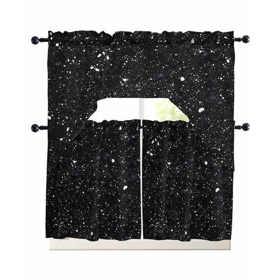 Black Star Sky Kitchen Curtain and Valance Set 3 Pieces,Rod Pocket ...