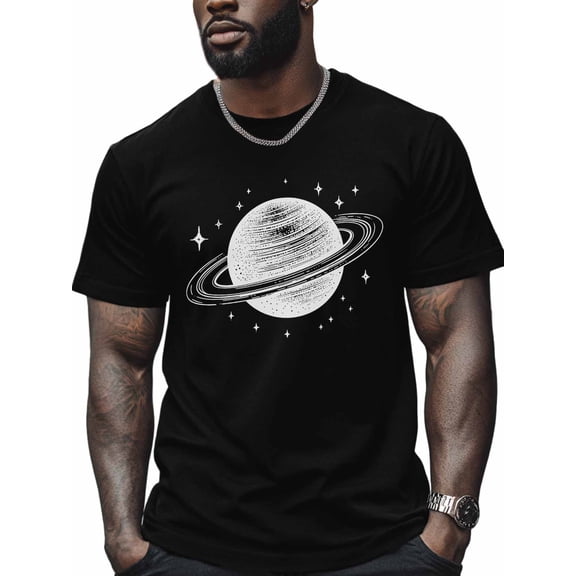 Black Star Universe Men's T Shirts T-Shirt for Men Crew Neck Tees Cotton Tops, Black, S