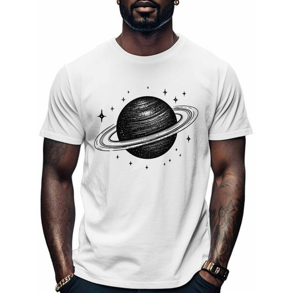 Black Star Universe Men's T Shirts T-Shirt for Men Crew Neck Tees Cotton Tops, White, L