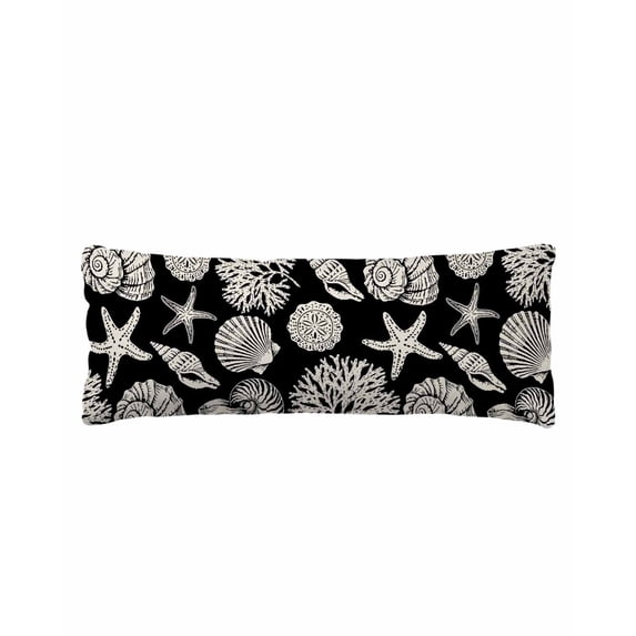 Black Starfish Coastal Body Pillow Cover 20 x 60 Inch Decorative Pillow Cover Shell Coral Summer Beach Nautical Ocean Lumbar Pillowcase Seasonal Rectangle Cushion Case for Couch Sofa Bed Living Room