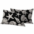 thumbnail image 1 of Black Starfish Coastal Outdoor Waterproof Pillow Covers, Shell Coral Summer Beach Nautical Ocean Decorative Rectangle Throw Pillowcase Sofa Cushion Sham for Patio/Couch/Chair, 20"x12" 2 Pack, 1 of 8