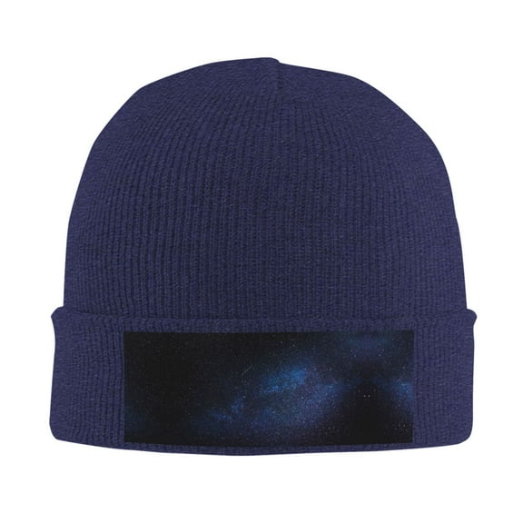 Black Starry Sky Beanie Hat Knit Hat Skull Cap for Men Women Winter Hat Navy Blue