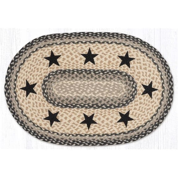Black Stars Oval Braided Rug - 20 x 30 in. - Durable & Stylish