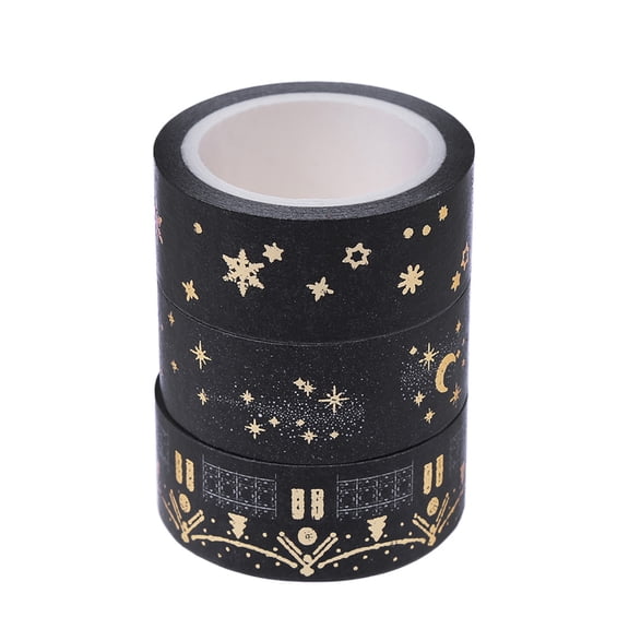 Black Stars Paper Sticky Adhesive Sticker Decorative Tape 1.5cm x 5m