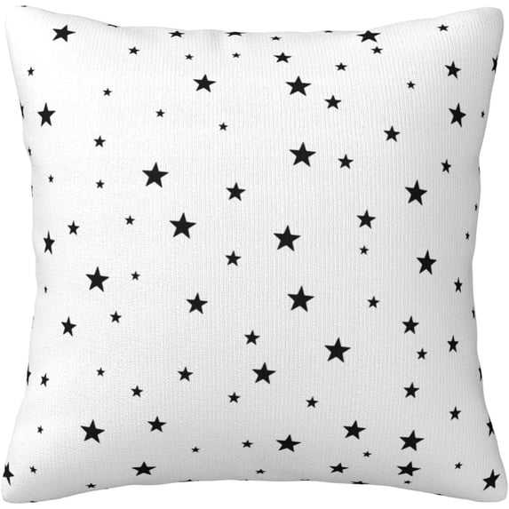Black Stars on White Background Double Sided Pillow Cases Seamless Pattern Elegant Art Design Plush Pillowcase Square Cushion Pillow Covers for Sofa Bed Home Decor 18x18 in