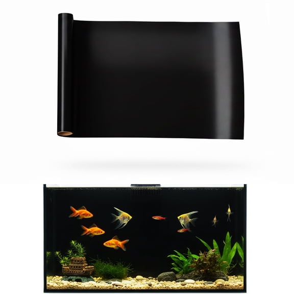 Black Static Cling Aquarium Background Fish Tank Decor Sticker (39" W x 16" H)