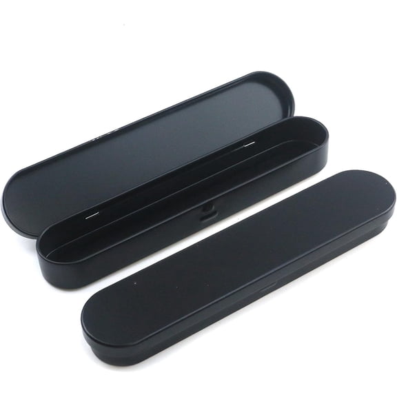 Black Stationery Box Metal Pencil Case Office Empty Hinged Tin Box Pen Holders Pen Storage Containers 2PCS