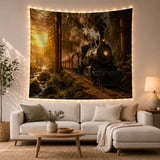 Black Steam Locomotive on Tracks in a Dense Forest, Nostalgic Rustic ...
