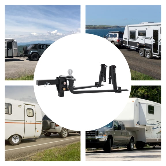 Black Steel 83x29x19 600lb Weight Distribution Hook Adjustable Trailer Balanced Towing Frame