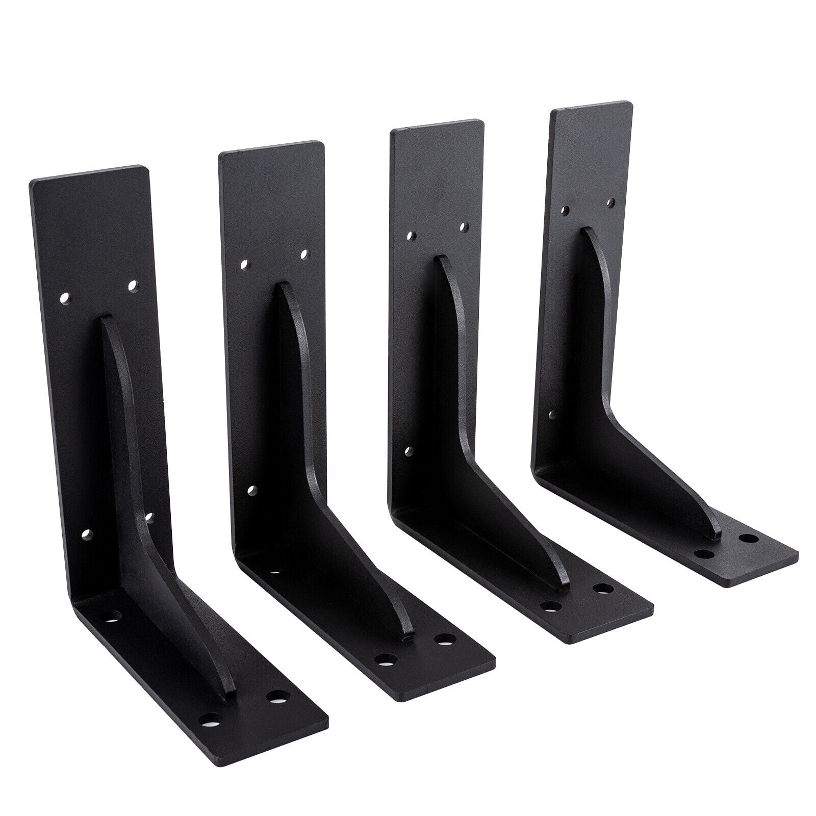 4 Pack Black L Shelf Brackets - Heavy Duty Steel Corner Braces For Floating Shelves 4 Inch
