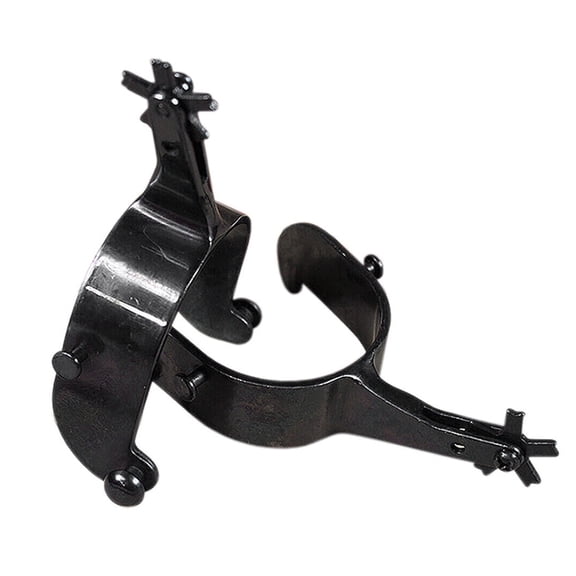 Black Steel Mens Bull Spur 5 Points Rowel Cowboy Rodeo Hilason
