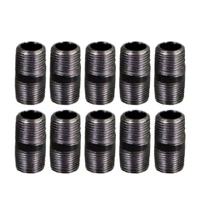 Black Steel Nipple Pipe, Threaded Pre Cut Pipe Connectors, 1/2 in x 2 in (Pack Of 10)