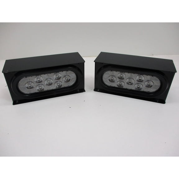 Black Steel Oval Mounting Boxes / 6" Clear Red LED Brake Stop Turn Tail Lights