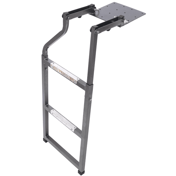 Black Steel Pickup Truck Tailgate Ladder - 14.00 in Width for Easy Truck Bed Access