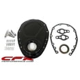 thumbnail image 1 of Black Steel Timing Chain Cover Kit – Fits 1955–1995 Chevy Small Block 283, 305, 327, 350, 400 – For Roller Cam Applications, 1 of 4