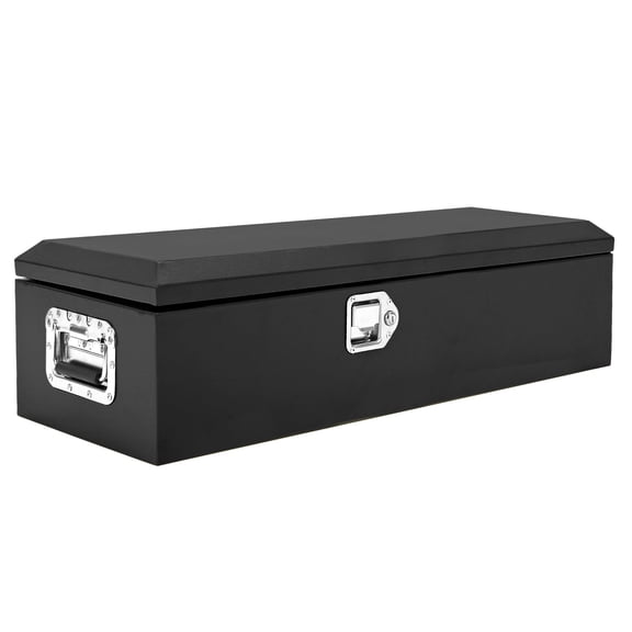 Black Steel Truck Bed Tool Box, Diamond Plate Tool Box with Side Handle and Lock Keys, Storage Toolbox Chest Box Organizer for Pickup, Truck Bed, RV, Trailer,39"x13"x10"