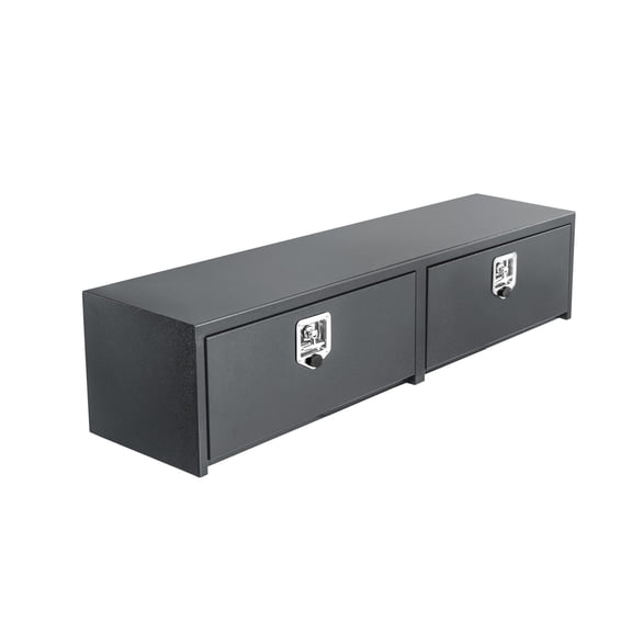 Black Steel Underbody Truck Tool Box, Truck Bed & Underbelly RV Storage Box, Locking t-Latch, Weather-Resistant, Heavy-Duty Job Box for Pickup Truck Bed, RV, Trailer, 60 in x 16 in x 13 in
