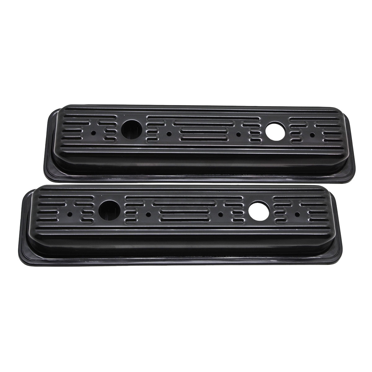 Black Steel Valve Covers Center Bolt 2 Holes EA For 8700 Chevy GMC 5