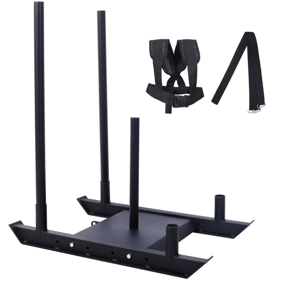 Black Steel Weight Training Pull Sled for Strength, Speed and Athletic Conditioning