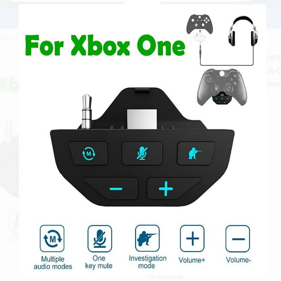 Black Stereo Headset Adapter, for Xbox One/X/S Controller,XBOX ONE Audio Multiplier