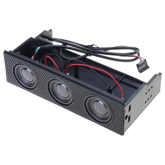 Black Stereo Surround PC Front Panel Computer for Case Built-in Mic Music Loudspeakers for Computer Gaming