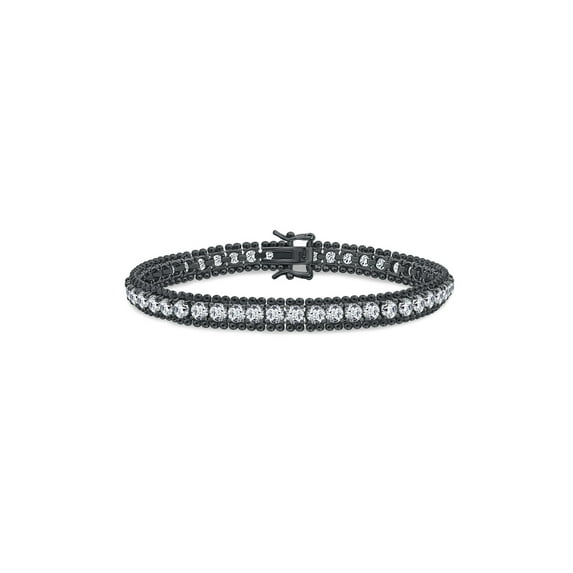 Black Sterling Silver 9.5 ct Cubic Zirconia Tennis Bracelet, 6-3/4''