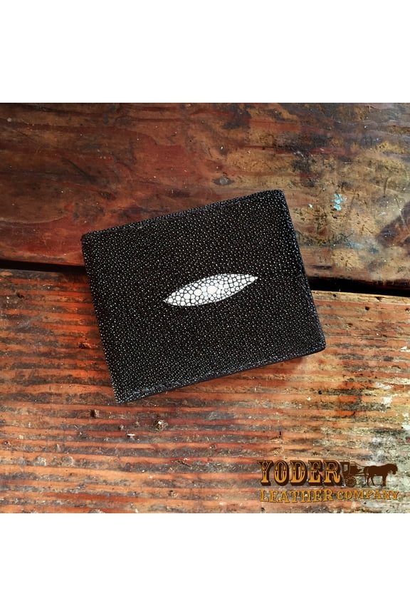 Black Stingray Bifold Wallet - Amish USA Handmade Billfold Cash Wallet