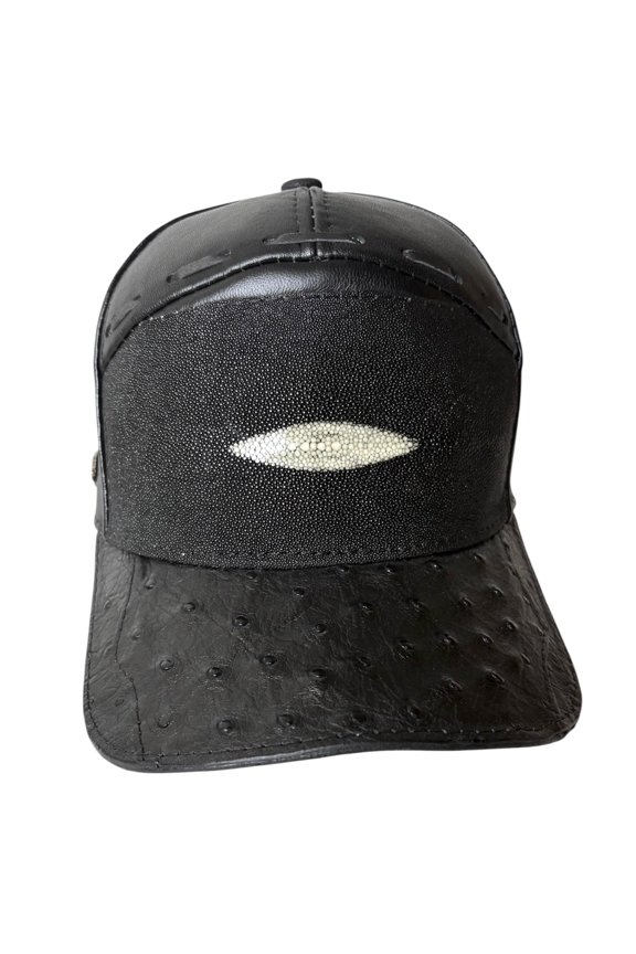 Black Stingray Cap Genuine Handmade Adjustable Closure