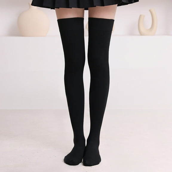 Black Stockings 1 Pair Extra Long Solid Color Thigh High Socks Over The Knee High Boot Stockings Nylon Leg