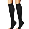 thumbnail image 1 of Black Stockings 1Pairs Knee High Compression Stockings Open Toe 15 20mmhg Compression Socks for Woman Men, 1 of 4