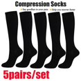 thumbnail image 1 of Black Stockings 5 Pairs Sock Compression Socks Knee High Support Stockings for Men Women, 1 of 6