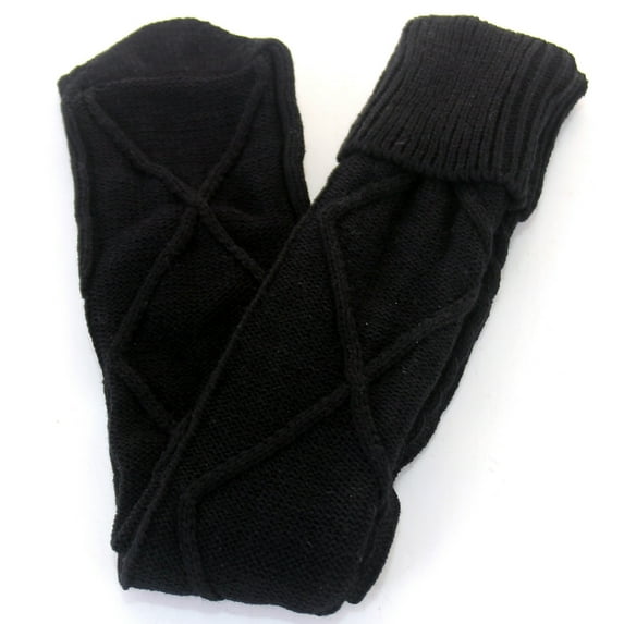 Black Stockings Women Autumn and Winter Solid Color Over The Knee Knit Socks