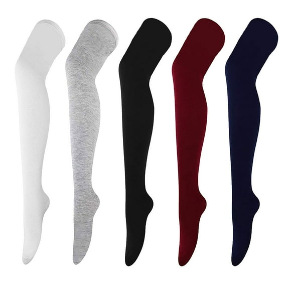 Black Stockings Women Solid Color Knit Thigh High Socks Over The Knee High Leg Winter Long Boot Stockings