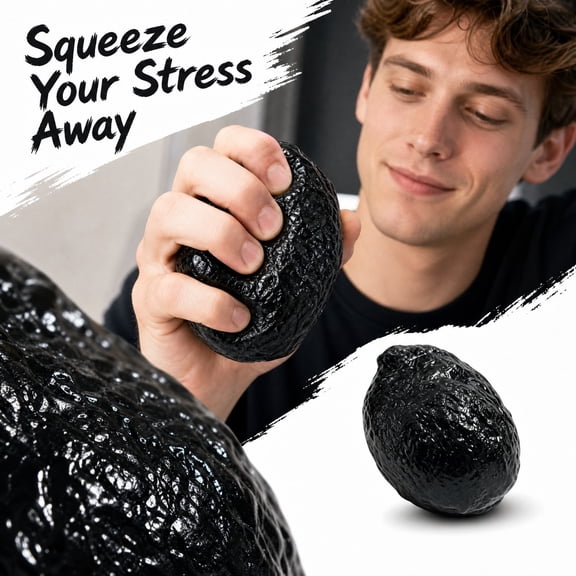 Black Stone Stress Ball Block Filled Squishy Soft Sensory Fidget Toy Tension Relief Gadget For Adult Desk Relaxation