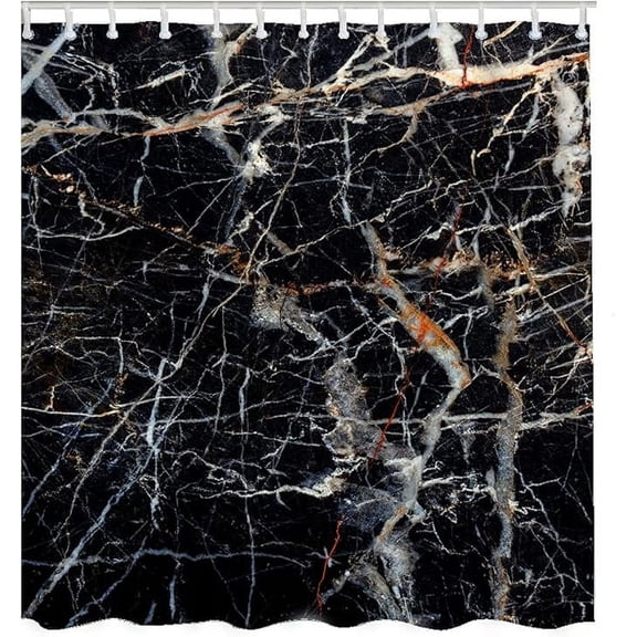 Black Stone Wall Shower Curtain Dark Natural Solid Rock Surface Bathroom Curtains, Machine Washable, Water-Repellent 36"W x 72"L (Pack of 1)