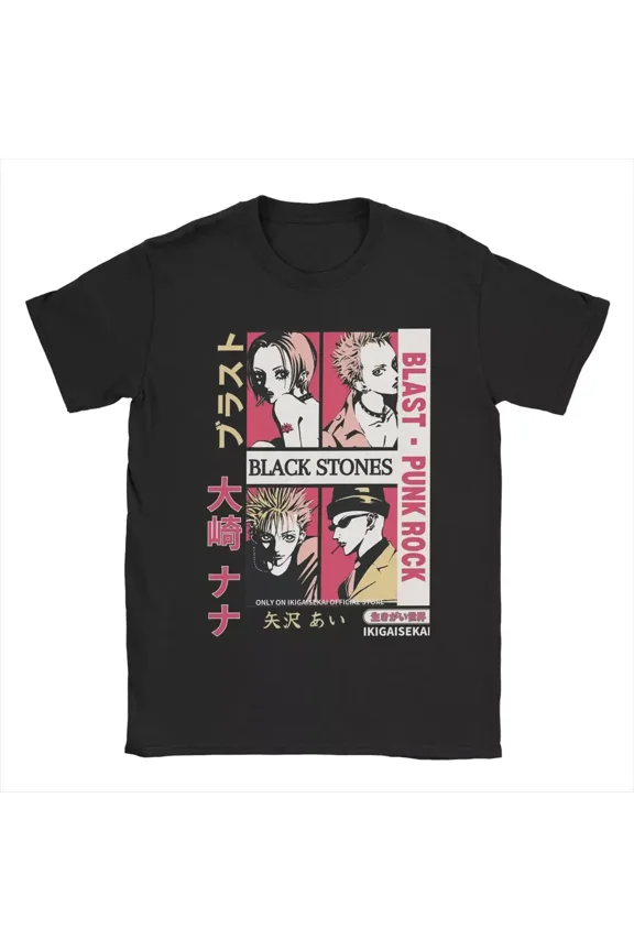 Black Stones Poster NANA Osaki Anime T Shirts for Men 100% Cotton Novelty T-Shir
