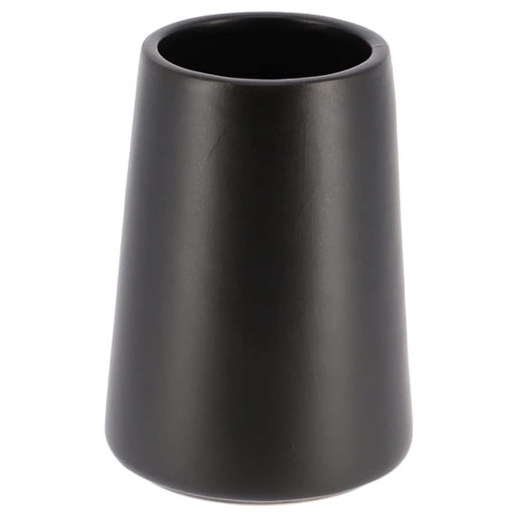 Black Stoneware & Toothbrush Holder - 14 Oz - Flared Shape,