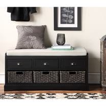 Black Storage Bench With 3 Drawers And For Practicality Wood Home Organization