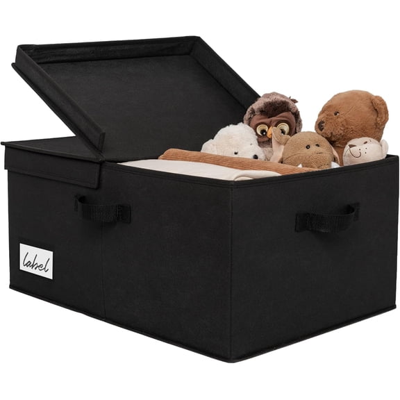 Black Storage Bin with Lid, Fabric Closet Organizers and Storage Baskets, Extra Large Storage Box for Clothes, Memory Keepsake Box, 1-Pack