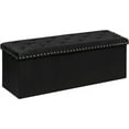 thumbnail image 1 of Black Storage Ottoman Bench for Bedroom, Folding Velvet Chest with Benches Foot Rest Stool, Large Long Shoes Chest for Bedroom, Living Room, 43.3"x15.7"x15.7", 1 of 9
