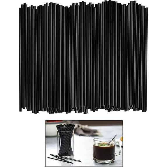 Black Straws, 100 Pcs Long Disposable Plastic Drinking Straws, Black Disposable Straws for Kitchen, Bar, Club, Drinks, Milk, Soda, Party, Whiskey. (0.23''diameter and 10.24"long) - Clearance Sale