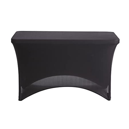 Black Stretch Fabric Table Cover, 4'